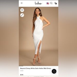 White lulu’s midi halter neck dress. Perfect for rehearsal dinner or Bach!